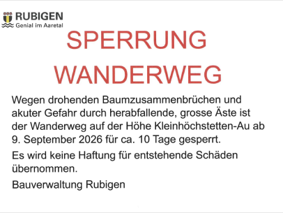 Sperrung Wanderweg